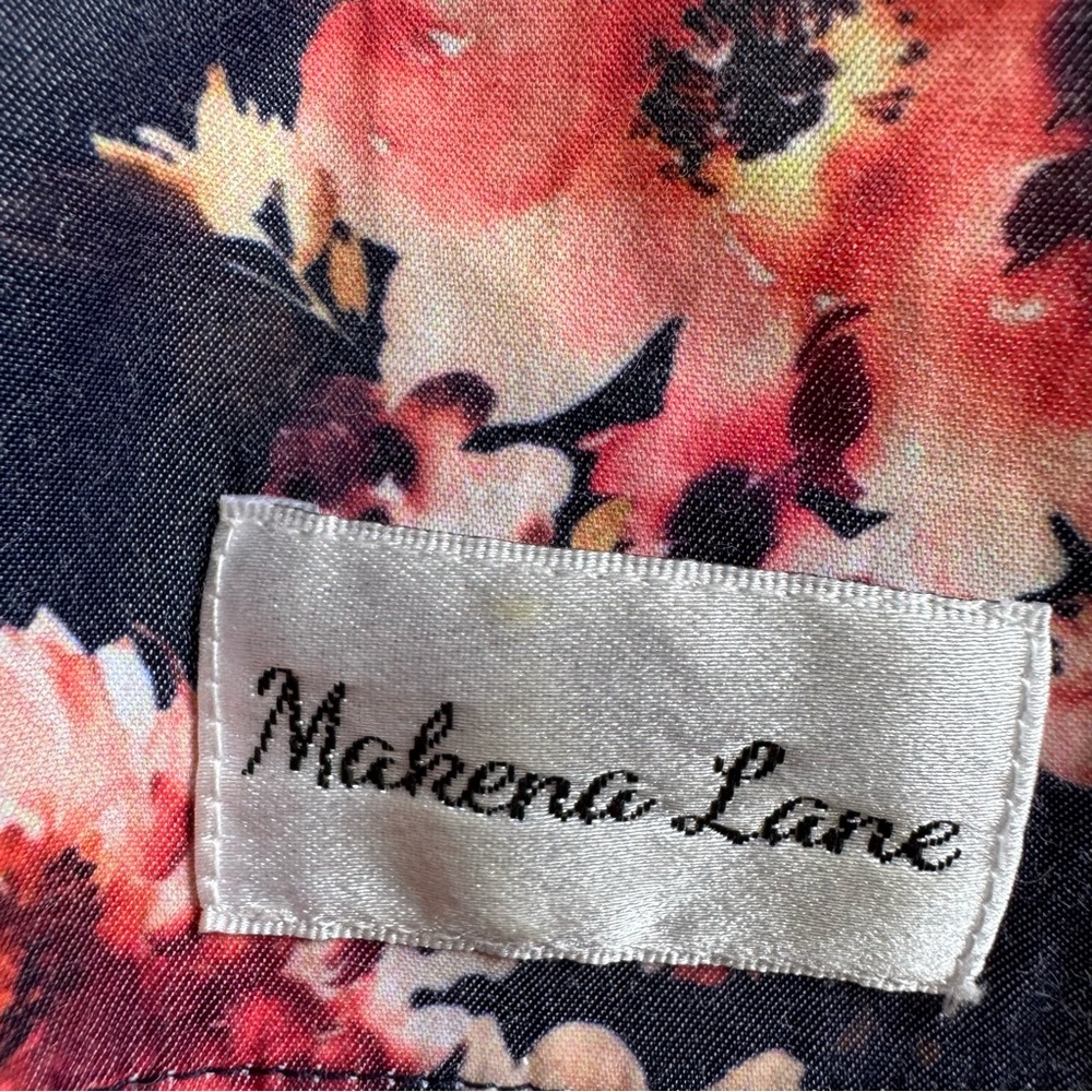Makena Lane Grey & Pink Floral Long Sleeve Girl's Dress with Neckline Bow Size 8 - Picture 5 of 8